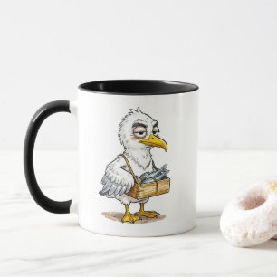 Mug Mouette portant une caisse de poissons à la côte