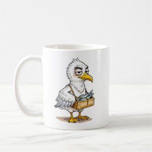 Mug Mouette transportant une caisse de poissons sur la