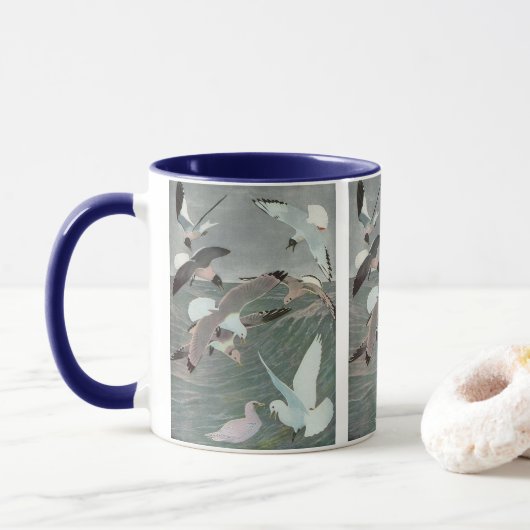 Mug Mouettes au-dessus des vagues de l'océan par Louis (Avec donut)