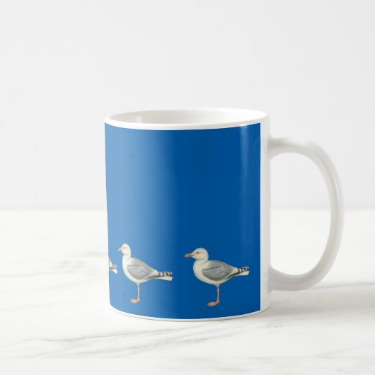Mug Mouettes sur un arrière - plan bleu (Droite)