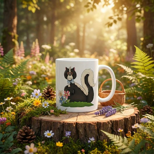 Mug Moufette avec des fleurs