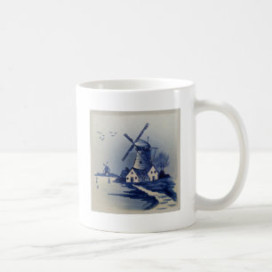 Mug Moulin à vent bleu blanc de Delft vintage