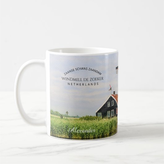 Mug Moulin à vent de Zaanse Schans aquarelle néerlanda (Gauche)