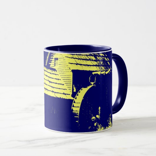 Mug Moulin bleu marine et jaune (Devant droit)