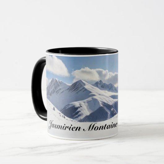 Mug Mountaineering with Climber Silhouette and Mtns (Devant gauche)