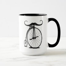 Moustache antiquaire à vélo à grande roue