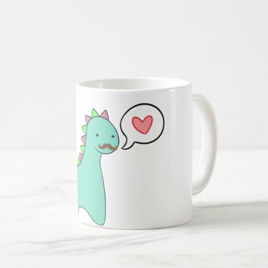 Mug Moustache bleue mignonne de dinosaure (Devant droit)