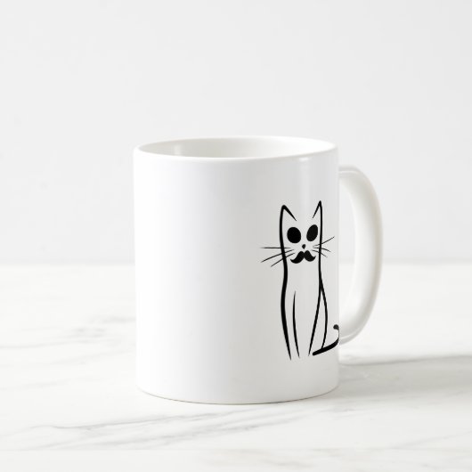 Mug Moustache Chat Papa Chat Abstrait Papa Funny Minim (Devant droit)