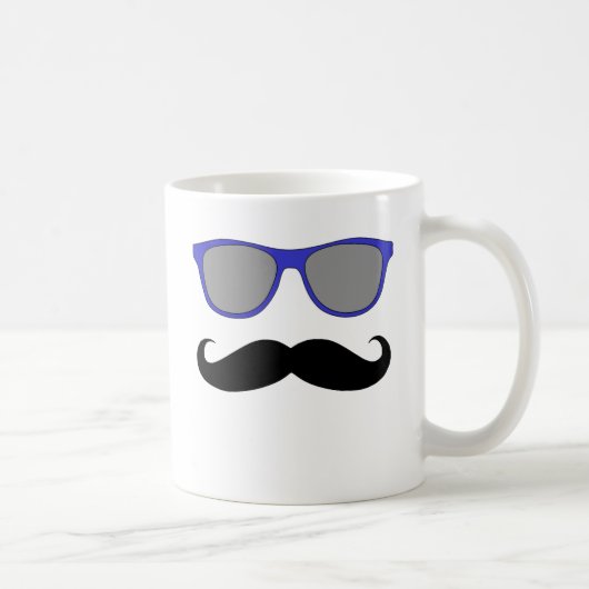Mug Moustache et humeur bleue de lunettes de soleil (Droite)