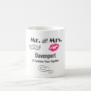 Mug Moustache & Lèvres M. & Mme - Anniversaire