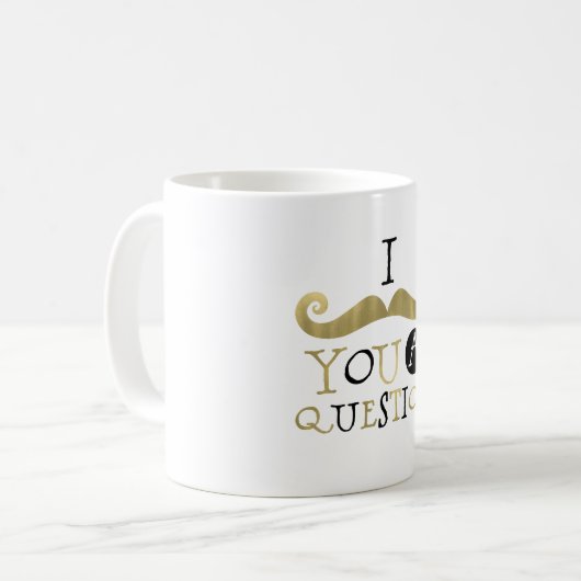 Mug Moustache noire en or (Devant gauche)