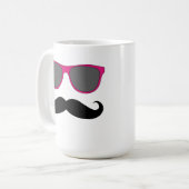 Mug Moustache noire et humour rose de lunettes de (Devant gauche)
