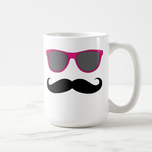 Mug Moustache noire et humour rose de lunettes de (Droite)