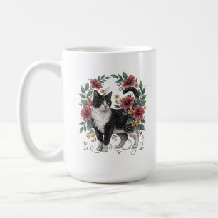 Mug Moustaches Botaniques : Chat Floral d'Art Populair