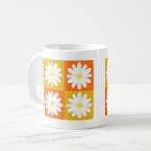 Mug Moustard Jaune Orange Daisy Retro Checkerboard (Devant gauche)