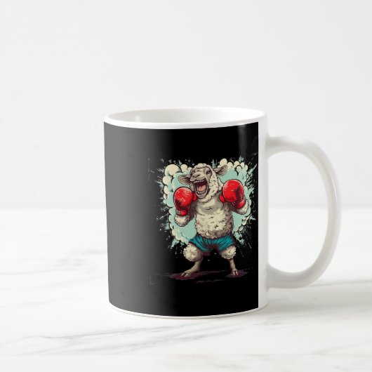 Mug Mouton de boxe avec gants de boxe Kickboxing Drôle (Droite)