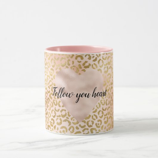 Mug Mouton de coeur léopard doré rose (Centre)