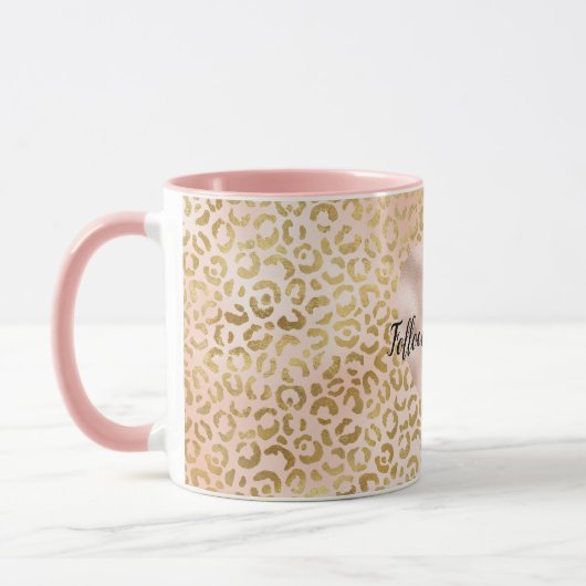 Mug Mouton de coeur léopard doré rose (Gauche)