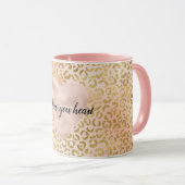 Mug Mouton de coeur léopard doré rose (Devant droit)