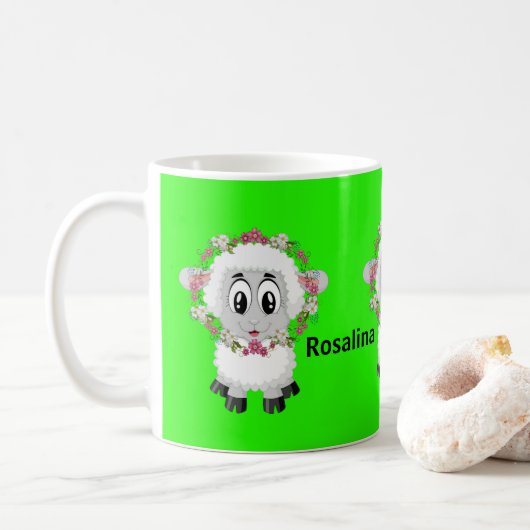 Mug Mouton floral vert mouton (Avec donut)