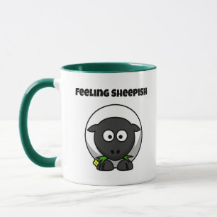 Mug Mouton mignon dessin animé timide avec jeu de mots