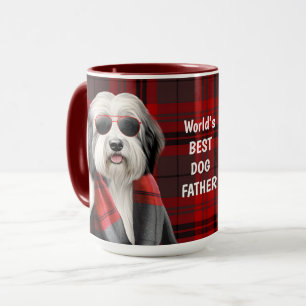Mug Mouton mignon en écharpe à carreaux rouges drôle