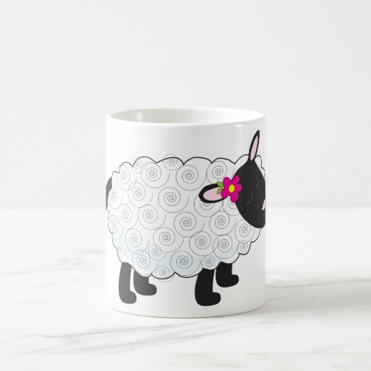 Mug Mouton Noir Avec Laine Blanche (Centre)