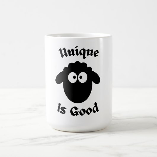 Mug mouton noir : Unique est bon (Centre)