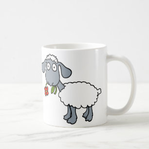 Mug Moutons blancs Deux agneaux mignons avec des fleur