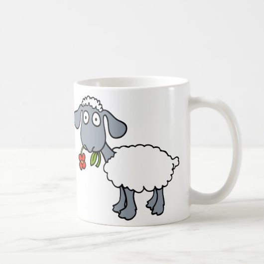 Mug Moutons blancs Deux agneaux mignons avec des fleur (Droite)