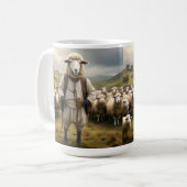 Mug Moutons Drôle Shepard Avec Son Troupeau De Moutons (Devant gauche)