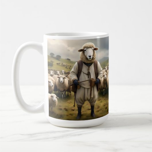 Mug Moutons Drôle Shepard Avec Son Troupeau De Moutons (Gauche)