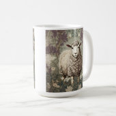 Mug Moutons Élégants Fond de Fleur de Lavande (Devant droit)