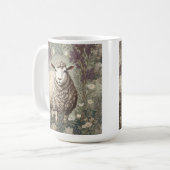 Mug Moutons Élégants Fond de Fleur de Lavande (Devant gauche)