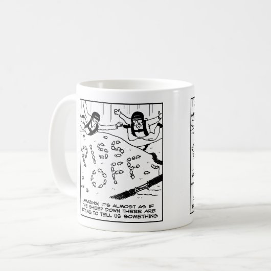 Mug Moutons Expliquer un message aux parachutistes (Devant gauche)