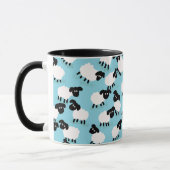 Mug Moutons Fluffants Sur Bleu Bébé (Gauche)