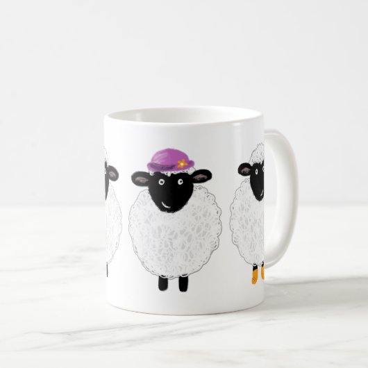 Mug Moutons mignons drôles (Devant droit)