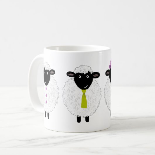 Mug Moutons mignons drôles (Devant gauche)