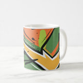 Mug Mouvement Abstrait jaune, noir et vert (Devant droit)