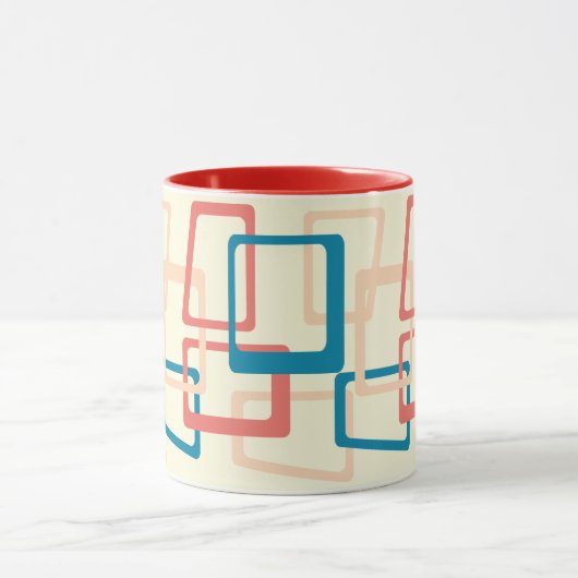 Mug Moyen Siècle, L'Âge Atomique Rectangle Bleu, Corai (Centre)