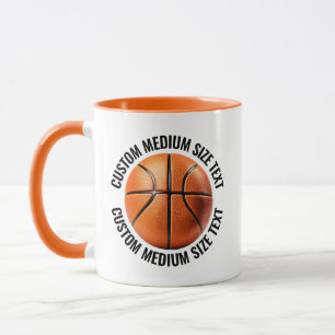 Mug Moyen Texte ORANGE Combo 11oz Basketball personnal