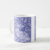 Mug Moyenne Blue Rabbit Oiseau Floral Asiatique Art Dé (Devant gauche)