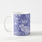 Mug Moyenne Blue Rabbit Oiseau Floral Asiatique Art Dé (Gauche)