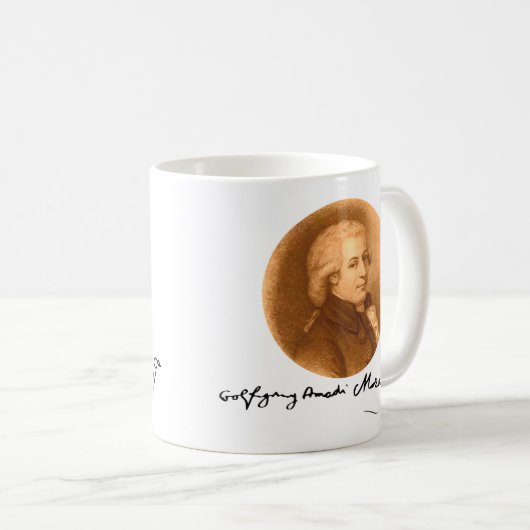 Mug Mozart Composer Portrait Élégant musique classique (Devant droit)