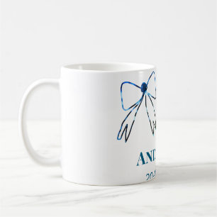 Mug Mr & Mme ajoutez nom date mariage faveur arc bleu 