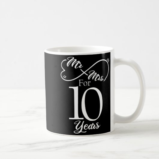 Mug Mr Mrs For 10 Years 1st Wedding Anniversary (Droite)