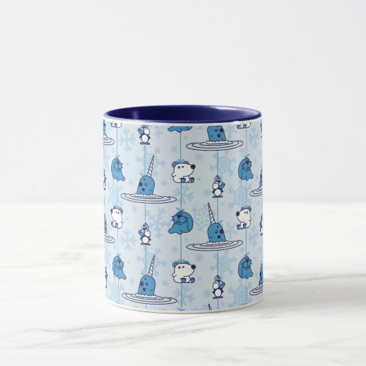 Mug Mr. Narwhal Blue Snowflake Pattern (Centre)
