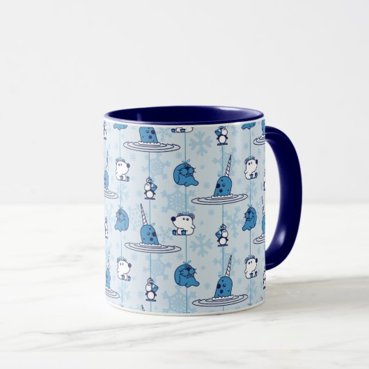 Mug Mr. Narwhal Blue Snowflake Pattern (Devant droit)