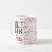 Mug Mr Right Fun 40e Anniversaire de Mariage Cœurs Rub (Devant gauche)