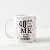 Mug Mr Right Fun 40e Anniversaire de Mariage Cœurs Rub (Gauche)